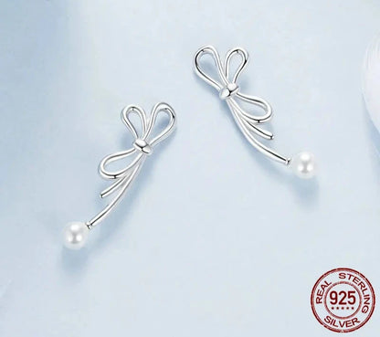 925 Sterling Silver Bow Stud Earrings