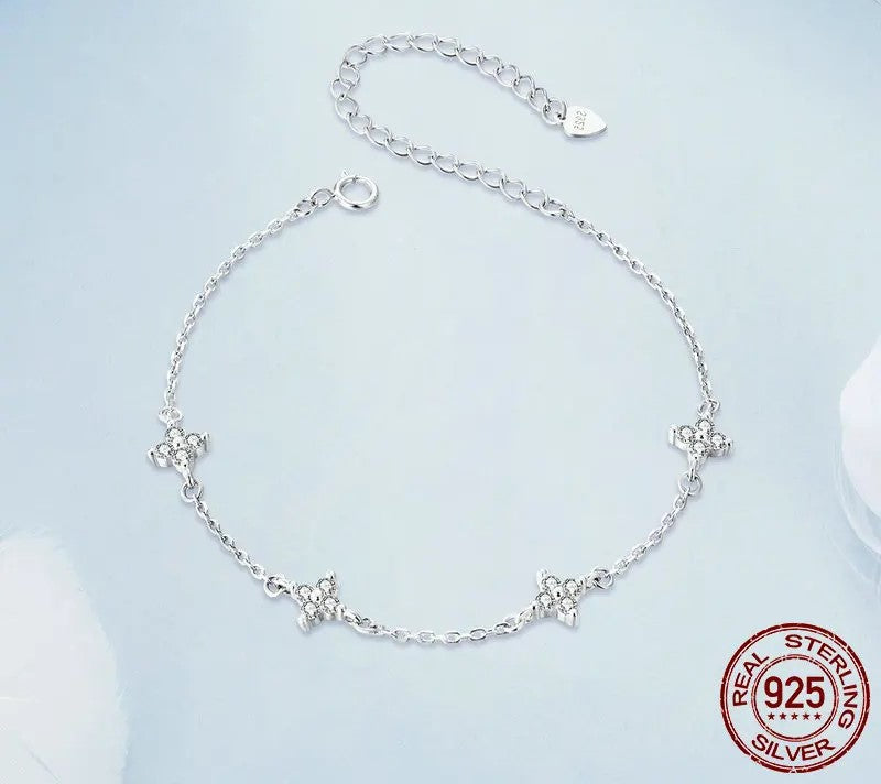 925 Sterling Silver Zircon Flower Bracelet - Shine Bright Store