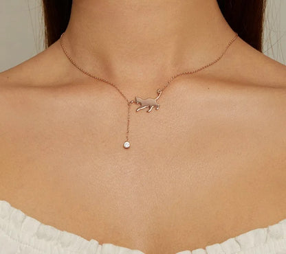 925 Sterling Silver Cute Cat Necklace - TEA LU SHOP