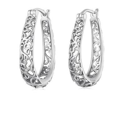 925 Sterling Silver Vintage Hoop Earrings - TEA LU SHOP