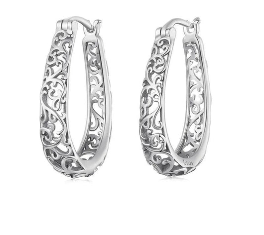 925 Sterling Silver Vintage Hoop Earrings - TEA LU SHOP