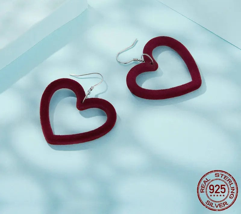 925 Sterling Silver Large Heart Earrings - Shine Bright Store