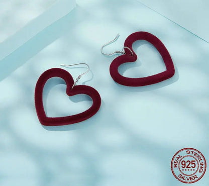 925 Sterling Silver Large Heart Earrings - Shine Bright Store
