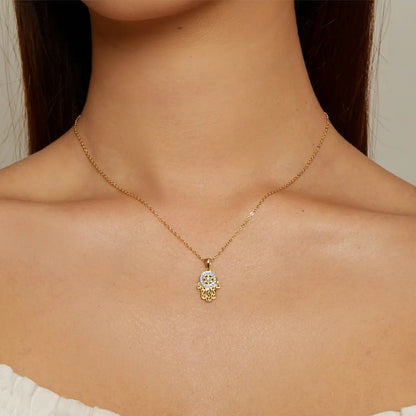 925 Sterling Silver Fatima's Hand Necklace - TEA LU SHOP