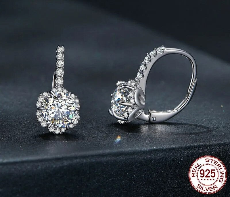 925 Sterling Silver Moissanite Hoop Earrings - TEA LU SHOP