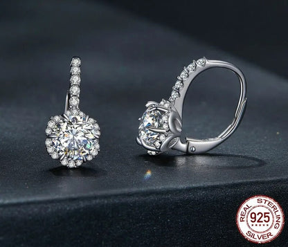 925 Sterling Silver Moissanite Hoop Earrings - TEA LU SHOP