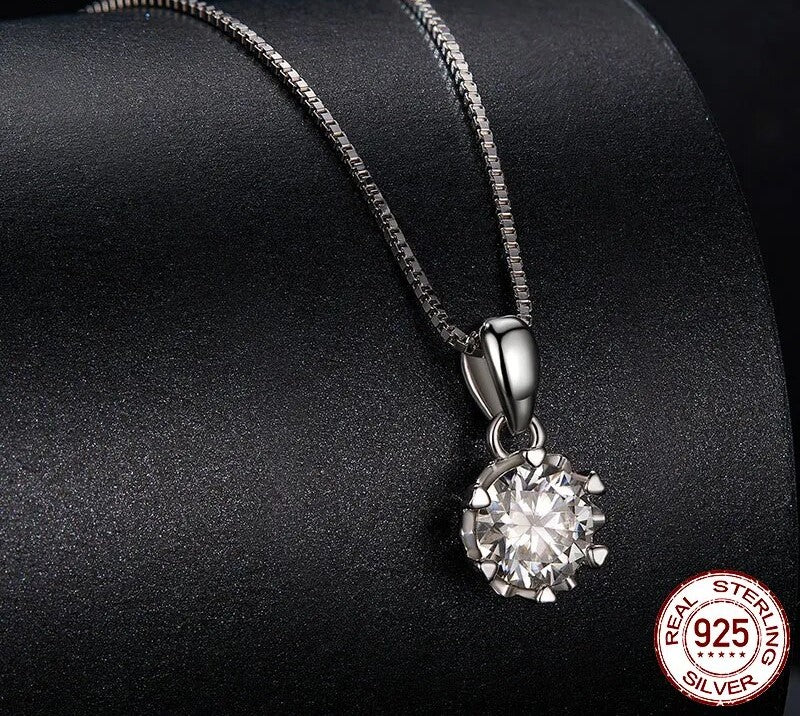 925 Sterling Silver Moissanite Necklace - TEA LU SHOP
