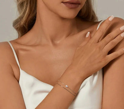 Sparkling Heart Double Layer Bracelet