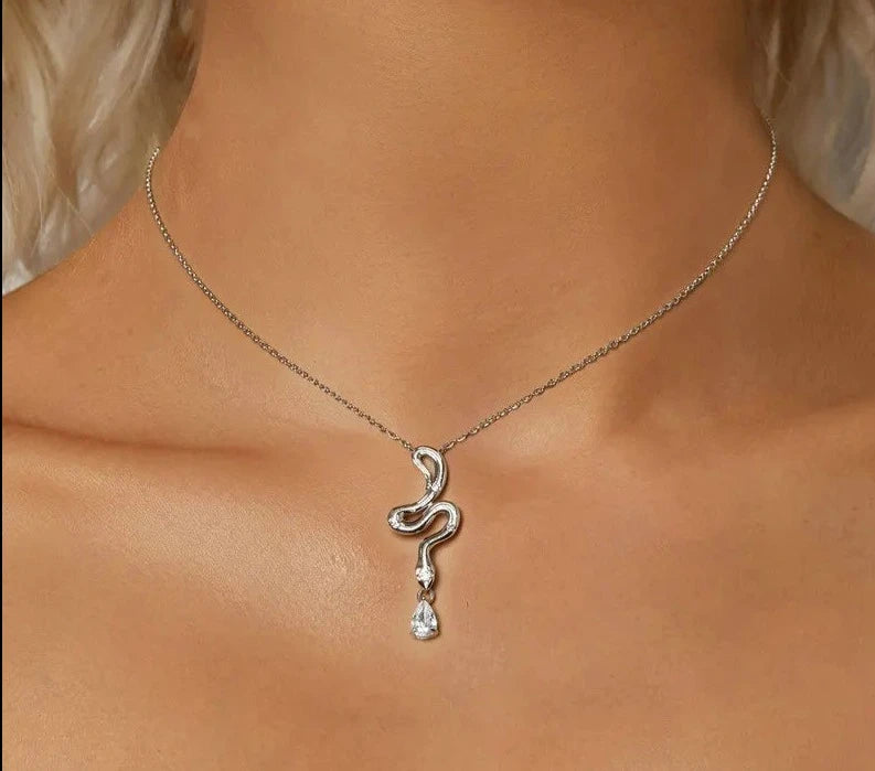 Sterling Silver Snake Pendant Necklace
