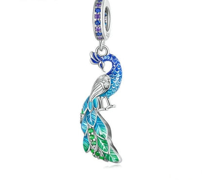 925 Sterling Silver Blue Peacock Pendant - TEA LU SHOP