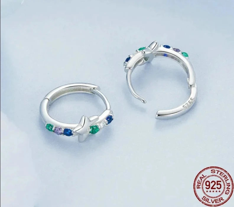 Rainbow Star Hoop Earrings