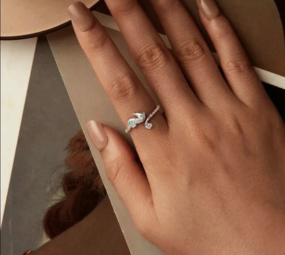 925 Sterling Silver Seahorse Open Rings