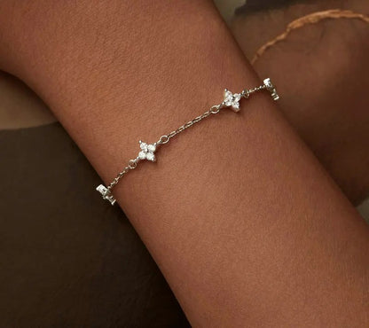 925 Sterling Silver Zircon Flower Bracelet - Shine Bright Store