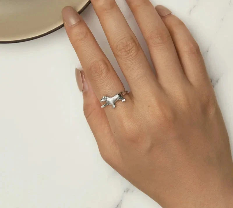 925 Sterling Silver Golden Retriever Ring