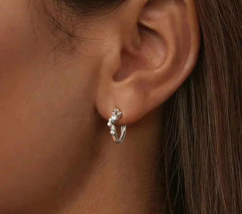 925 Sterling Silver Shiny Starry Ear Buckles