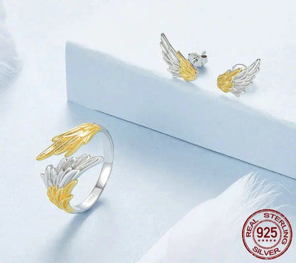 925 Sterling Silver Angel Wing Ring