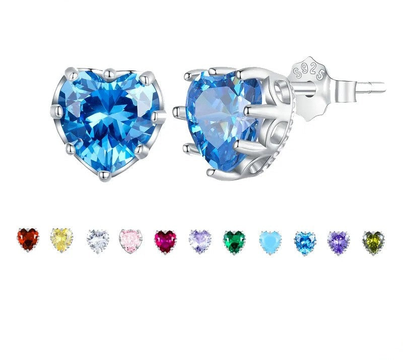 925 Sterling Silver Heart Stud Earrings - TEA LU SHOP