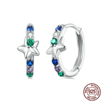 Rainbow Star Hoop Earrings