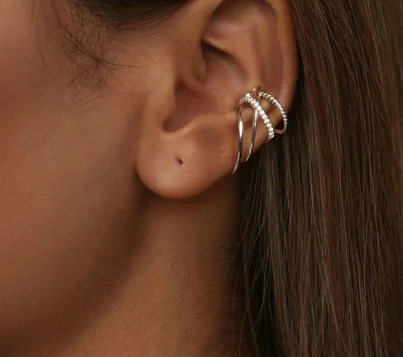 925 Sterling Silver Multi-layer Clip Earring