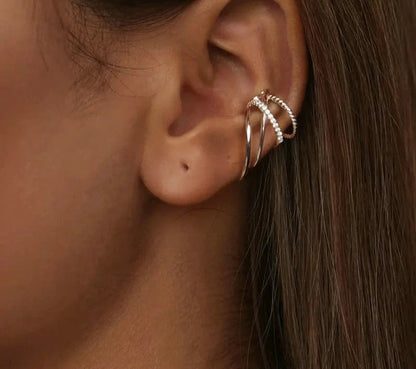 925 Sterling Silver Multi-layer Clip Earring