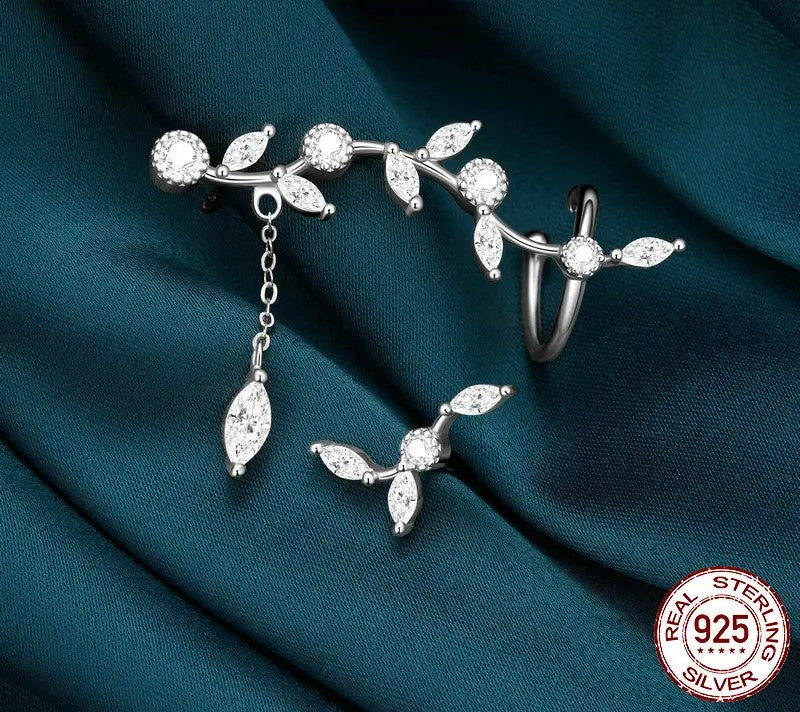925 Sterling Silver Plum Flower Branch Stud Earrings - TEA LU SHOP