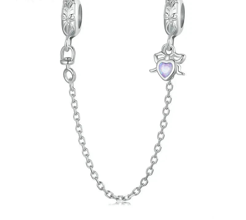 925 Sterling Silver Bow Safety Chain