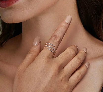 925 Sterling Silver Triple Wrapped Adjustable CZ Ring - Shine Bright Store