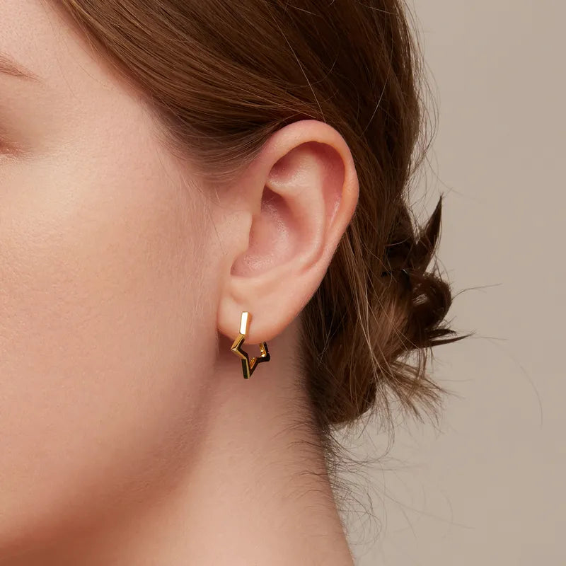 925 Sterling Silver Star Shape Earrings - TEA LU SHOP