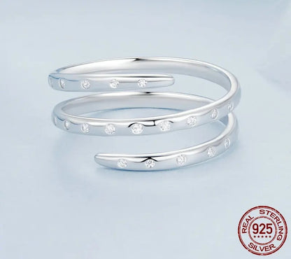 925 Sterling Silver Triple Wrapped Adjustable CZ Ring - Shine Bright Store