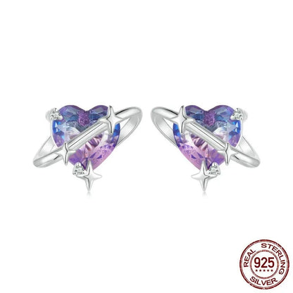925 Sterling Silver Gradient Starry Stud Earrings