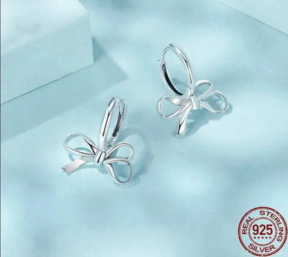 925 Sterling Silver Simple Bow Ear Buckles