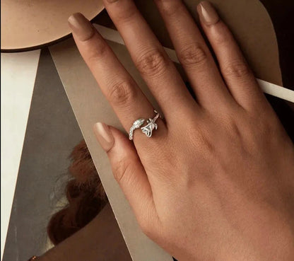 Vintage Rose Snake Open Ring