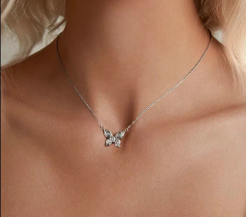 Rose Butterfly Necklace
