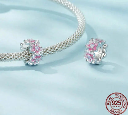 925 Sterling Silver Cherry Flower Stopper Bead
