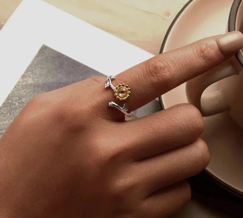 Sunflower Adjustable Finger Ring
