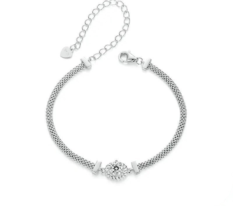 925 Sterling Silver Chic Retro Braided Moissanite Bracelet - Shine Bright Store