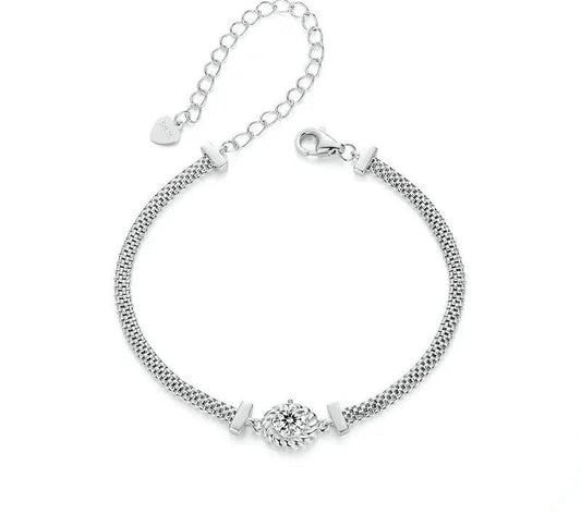 925 Sterling Silver Chic Retro Braided Moissanite Bracelet - Shine Bright Store