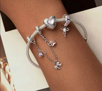 Pearl Bow Bead Charm Ballet Girl Charms