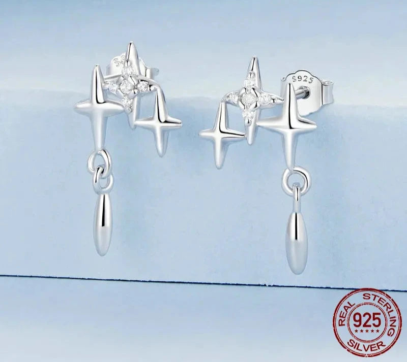 925 Sterling Silver Tiny Star Earrings
