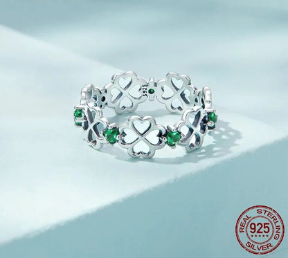 925 Sterling Silver Leaf Clover Ring - TEA LU SHOP