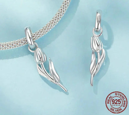 925 Sterling Silver Tulip Flower Charm