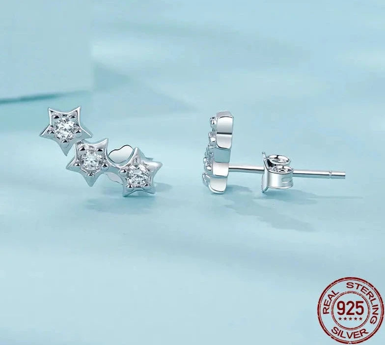 925 Sterling Silver Tiny Star Earrings Studs