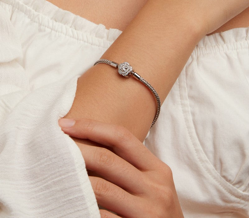 925 Sterling Silver Zircon Rose Buckle Bracelets - TEA LU SHOP