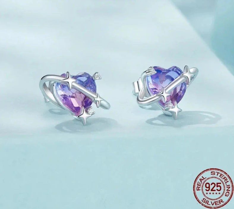 925 Sterling Silver Gradient Starry Stud Earrings