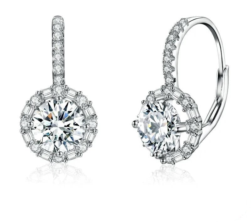925 Sterling Silver Moissanite Hoop Earrings - TEA LU SHOP