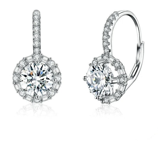 925 Sterling Silver Moissanite Hoop Earrings - TEA LU SHOP