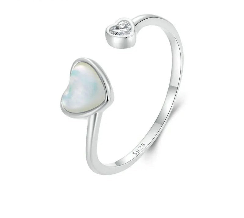 925 Sterling Silver Love Heart Adjustable Ring - Shine Bright Store
