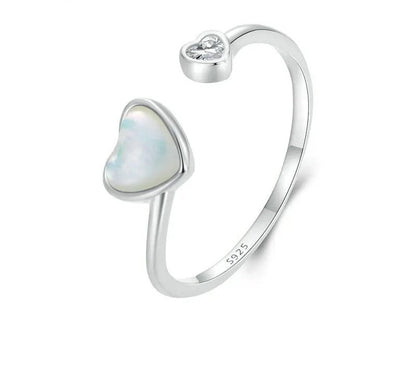 925 Sterling Silver Love Heart Adjustable Ring - Shine Bright Store