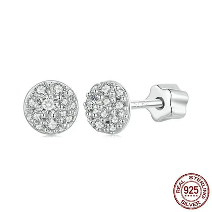 White Gold Plated Hemisphere Moissanite Stud Earrings