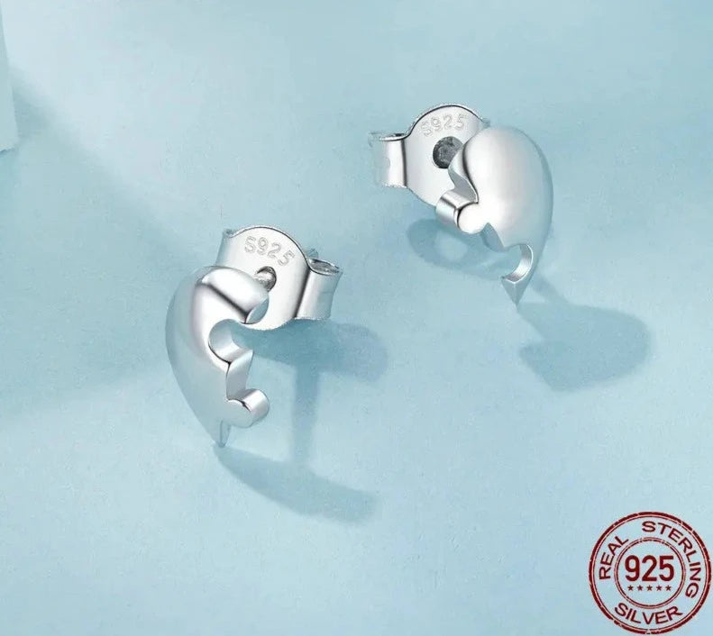 Delicate Heart Puzzle Stud Earrings